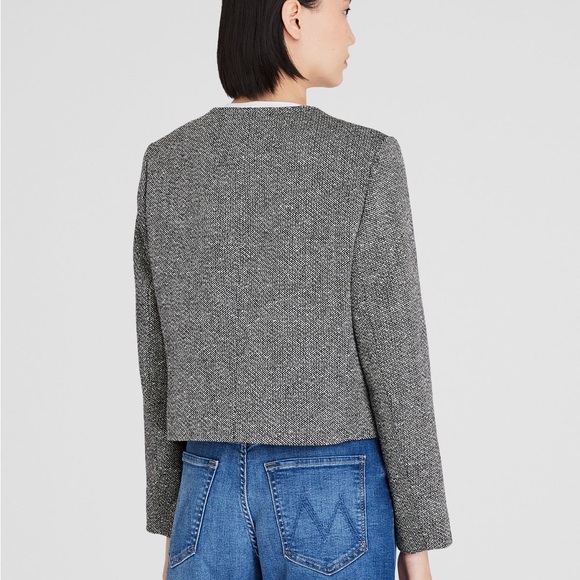 Club Monaco Collarless Tweed Jacket with Gold Buttons - Picture 2 of 7